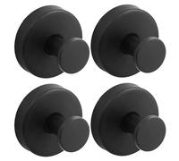 LSNNMU 8 ganchos con ventosa for ventanas de vidrio, toallas for la pared puerta ducha del baño, gancho for colgar batas y esponja vegetal Para BañO(Black)