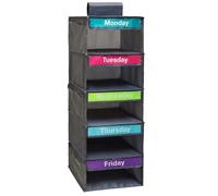 LSNNMU Bolsa de Almacenamiento Colgante Plegable 5 Capas con Organizador Etiquetas for Adultos y niños. Organización semanal Ropa Lunes a Viernes para Almacenamiento De Ropa(Black)