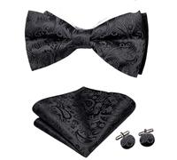 LSNNMU Conjunto de gemelos y pañuelo pajarita for hombre preatado seda, corbata lazo for Para Hombre(Color1)