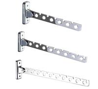 LSNNMU Stainless Steel Clothes Rack Hook 6/8/10 Holes Foldable Hanging Rod Multi-Purpose Drying For Closet Storage Para Balcon(10 hole)