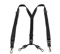 LSNNMU Tirantes Para Hombre 2 tirantes de cuero for adultos 25 mm for hombre, con 4 ganchos y correa elástica ajustable, arnés for, suspensorio, pantalones, for(Black)