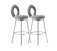 Lsoiup Juego de 2 taburetes de Bar giratorios, sillas de Bar de Terciopelo con Respaldo bajo y Patas de Metal, Taburete de Isla de Cocina Moderno de Mediados de Siglo(Gray,Height 75cm)
