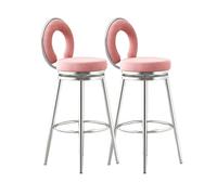 Lsoiup Juego de 2 taburetes de Bar giratorios, sillas de Bar de Terciopelo con Respaldo bajo y Patas de Metal, Taburete de Isla de Cocina Moderno de Mediados de Siglo(Pink,Height 65cm)