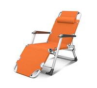 Lsoiup Muebles de jardín, terraza, Camping, Tumbona, Plegable, reclinable, Impermeable, de Metal, para Oficina al Aire Libre, Color Naranja