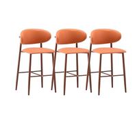 Lsoiup Taboleros de Bar tapizados Juego de 1/2/3/4, Tabernos Modernos de Altura del Contador con Espalda y reposapiés, Contrasilla para Cocina, Cafeterías, Comedor(Orange,3PCS - Height 65cm)