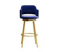 Lsoiup Taburete Giratorio de Bar con Espalda Baja, Asiento de Terciopelo con Espuma de Alta Resistencia, Giro de 360° con reposapiés, Patas de Metal y Almohadillas Antideslizantes(Blue,Height 75cm)