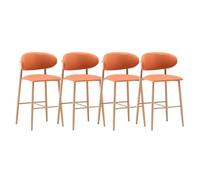 Lsoiup Taburetes de Bar, Contrasilla con la Espalda, Respaldo ergonómico, Cuero sintético, Taboleros Altos para Isla de Cocina, Fácil Montaje, Naranja(Wood Legs,4PCS - Height 75cm)