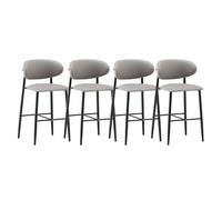 Lsoiup Taburetes de Bar, Contrasilla con la Espalda, Respaldo ergonómico, Cuero sintético, Taboleros Altos para Isla de Cocina, Fácil Montaje, Gris(Black Legs,4PCS - Height 55cm)