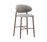 Lsoiup Taburetes de Bar, Contrasilla con la Espalda, Respaldo ergonómico, Cuero sintético, Taboleros Altos para Isla de Cocina, Fácil Montaje, Gris(Walnut Legs,1PC - Height 65cm)