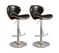 Lsoiup Taburetes de Bar for Isla de Cocina con Respaldo bajo y Asiento de Cuero, taburetes giratorios Ajustables for encimera de Cocina(Black,2PCS)