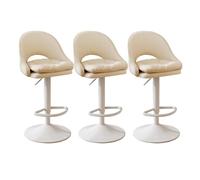 Lsoiup Taburetes de Bar giratorios Ajustables de Cuero sintético Modernos, sillas Altura de mostrador con Respaldo y reposapiés for Cocina(White-3PCS,White Legs)