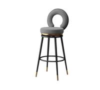 Lsoiup Taburetes de Bar giratorios de 360° con Altura de mostrador, taburetes de Cocina Modernos tapizados en Terciopelo con Respaldo bajo(Gray -1PCS,Height 75cm)