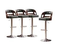 Lsoiup Taburetes de Bar giratorios de Altura con Respaldo, Juego de 4, sillas de Bar Modernas Ajustables, Taburete de Isla de Cocina de Cuero PU sin Brazos(Green,Silver Legs)