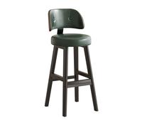 Lsoiup Taburetes de Bar Modernos de Mediados de Siglo Juego de 1/2/3/4, sillas de Bar de Cuero PU con Respaldo bajo y Patas de Madera, for Isla de Cocina(Dark green-1PCS,Height 75cm)