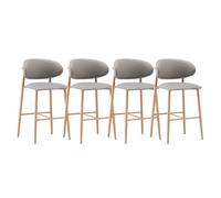 Lsoiup Taburetes de Barra tapizados de Cuero PU con Espalda Juego de 1/2/3/4, Taburetes Modernos de Altura del Contador con Patas de Madera para Kitchen Island, Comedor(Gray,4PCS - Height 75cm)