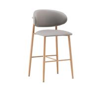 Lsoiup Taburetes de Barra tapizados de Cuero PU con Espalda Juego de 1/2/3/4, Taburetes Modernos de Altura del Contador con Patas de Madera para Kitchen Island, Comedor(Gray,1PC - Height 65cm)