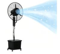 Lsoiup Ventilador Humidificador Nebulizador 42L, 3 Velocidades, Altura Ajustable, Oscilación 90°, Ruedas, Enfriador De Aire Portatil Ventiladores de Pie con Agua para Invernadero y Granja(⌀81cm)