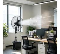 Lsoiup Ventilador Humidificador Nebulizador con Depósito 42L, 3 Velocidades, Altura Regulable, Oscilación 90°, Ruedas, Enfriador de Aire Ventilador de Pie Industrial con Agua para Exterior(⌀81cm)