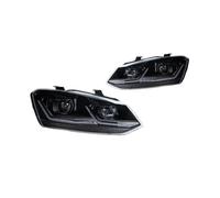 Lspbfkq Faro Principal Para VW Para POLO Faros 2011-2018 Para GTI Estilo Luces LED Diurnas Proyector Doble Coche Modificado Faro Delantero Coche(LHD,Negro)