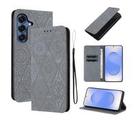 LSPCASA Carcasa para Samsung Galaxy S25/S24 5G Pulgadas Cuero Artificial Funda S25/S24/SM-S931B con Ranura para Tarjeta Movil S25/S24/SM-S931B Soporte Fundas, Gris