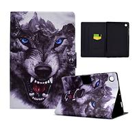 LSPCASA Carcasa para Samsung Galaxy Tab A9 Plus/Tab A9+ SM-X210/X215/X216B Funda Galaxy Tab A9 Plus con Ranuras para Tarjetas Funda Tablet Samsung Tab A9 Plus Perro Lobo