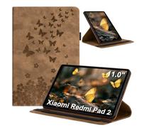 LSPCASA Funda Compatible con Xiaomi Redmi Pad 2 11 Pulgadas Marrón | Folio Flip PU Leather Rotación de 360 Grados Protectora Carcasa con Soporte Función y portaplumas Ranura Tarjeta