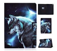 LSPCASA Funda para iPad 9, 8ª y 7ª Generación 10.2 Pulgadas 2021/2020/2019 Folio Flip PU Cuero Funda Tablet Funda con Función Stand Wallet Tablet para iPad 10.2 Wolf