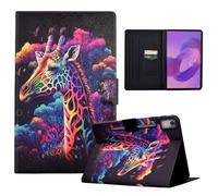 LSPCASA Funda para Lenovo Idea Tab Pro(12.7 Pulgadas) PU Leather Carcasa para Lenovo Idea Tab Pro(TB-373FU/TB-375FC) con Soporte Multiángulo Plegable Tarjetas Función Folio Funda-Jirafa de Colores