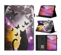 LSPCASA Funda para Lenovo Tab de 10,1 pulgadas 2025 pulgadas TB-311FU TB-311XU Folio Flip PU Cuero Funda Tablet Funda con Función Stand Soporte Lápiz Tableta Case para Lenovo Tab 10.1" Gato Sombra