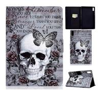 LSPCASA Funda para Lenovo Tab M9 HD 9 pulgadas TB-310FU 2023 Funda de piel sintética Funda Folio Flip para Lenovo Tab M9 HD 9 pulgadas con soporte y ranuras para tarjetas Wallet Tablet Case Cráneo