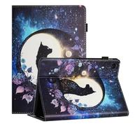 LSPCASA Funda para Lenovo Tab One de 8,7 pulgadas 2025 TB305FU Folio Flip PU Cuero Funda con función atril Soporte para bolígrafo Wallet Tablet Cover Case para Lenovo Tab One Gato Luna