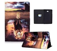 LSPCASA Funda para Samsung Galaxy Tab A 10.1 2016 SM-T580/T585 Material De Cuero Funda Samsung Galaxy Tab A con Ranuras para Tarjetas Funda Tablet Samsung Tab A León Leopardo