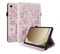 LSPCASA Funda para Samsung Galaxy Tab A11+/A11 Plus de 11 pulgadas 2025 Funda SM-X230 SM-X235 SM-X236B Folio Flip PU Cuero Funda con Función Soporte Tarjetero Funda Tablet Rosa