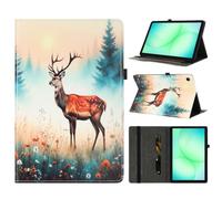 LSPCASA Funda para Samsung Galaxy Tab A11 Plus 2025 SM-X230/Tab A9+11 | Funda tipo libro de piel sintética con función atril, soporte para bolígrafo y tablet para SM-X230 X235 ciervo