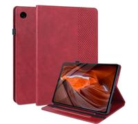 LSPCASA Funda para Samsung Galaxy Tab A11 Plus de 11 pulgadas 2025 funda Galaxy Tab A11+ Folio Flip PU Cuero Funda con Función Soporte para Lápiz Tarjetero Cartera Tableta Cover Case Cuadros Rojo