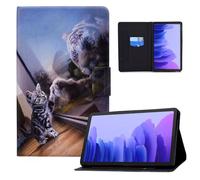 LSPCASA Funda para Samsung Galaxy Tab A7 10.4 pulgadas Funda 2022/2020 SM-T500/T509/T505/T507/T503 PU Cuero Folio Flip para Galaxy A7 con soporte y ranuras para tarjetas Wallet Tablet Case Gato y