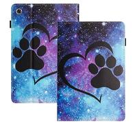 LSPCASA Funda para Samsung Galaxy Tab A9 8.7 SM-X110/X115 PU+TPU Material Funda Tablet Samsung Tab A9 con Ranuras para Tarjetas Funda Galaxy Tab A9 Pata de Gato corazón