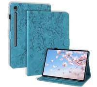 LSPCASA Funda para Samsung Galaxy Tab S10 Lite 2025/S10 FE/S9 FE de 10,9 pulgadas/S9 Folio Flip PU Cuero Funda con Función de Soporte Soporte para Lápiz Tarjetero Billetera Tableta Cover Ciruelo Flor