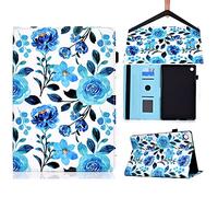 LSPCASA Funda Tablet Lenovo M10 Plus 3 Generación Soporte De Material De Cuero PU Cubierta De Folio Soporte De Carcasa Protectora Auto Wake/Sleep Funda Lenovo Tab M10 Plus 3rd Gen Rosa Azul