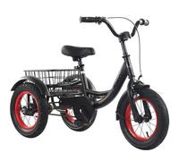 LSQXSS Bicicleta de Crucero para niños de 12 Pulgadas con un Solo Freno, triciclos de Pedal con Ruedas de radios de Goma,Bicicleta de 3 Ruedas con Canasta Trasera de Acero Grande