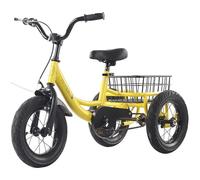 LSQXSS Bicicleta de Crucero para niños de 12 Pulgadas con un Solo Freno, triciclos de Pedal con Ruedas de radios de Goma,Bicicleta de 3 Ruedas con Canasta Trasera de Acero Grande