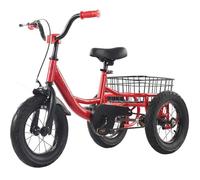 LSQXSS Bicicleta de Crucero para niños de 12 Pulgadas con un Solo Freno, triciclos de Pedal con Ruedas de radios de Goma,Bicicleta de 3 Ruedas con Canasta Trasera de Acero Grande