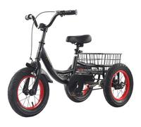 LSQXSS Bicicleta de Crucero para niños de 12 Pulgadas con un Solo Freno, triciclos de Pedal con Ruedas de radios de Goma,Bicicleta de 3 Ruedas con Canasta Trasera de Acero Grande