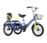 LSQXSS Bicicleta Plegable de 3 Ruedas,Bicicleta Cruiser con Frenos Dobles,Triciclo Rickshaw con Pedales,Triciclo tripulado con Asiento Trasero,Freno de Disco en la Rueda Delantera