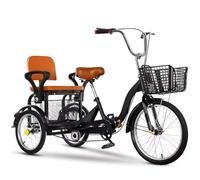LSQXSS Bicicleta Plegable de Tres Ruedas para Adultos y Personas Mayores, Triciclo con Pedales, Bicicleta tándem con Asiento Trasero, Frenos Delanteros y Traseros
