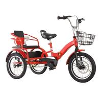 LSQXSS Triciclo de Crucero Plegable, triciclos de Pedales Rickshaw de 2 a 10 años, Frenos Dobles sensibles, Triciclo tándem con Asiento de Pasajero Trasero, Bicicleta de 3 Ruedas para Viajar