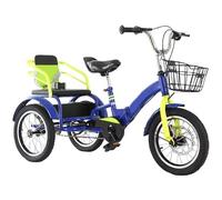 LSQXSS Triciclo de Crucero Plegable, triciclos de Pedales Rickshaw de 2 a 10 años, Frenos Dobles sensibles, Triciclo tándem con Asiento de Pasajero Trasero, Bicicleta de 3 Ruedas para Viajar