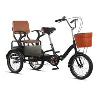 LSQXSS Triciclo para Adultos, Bicicleta Plegable de 3 Ruedas, Triciclo tándem con Asiento Trasero para Pasajero, triciclos de Pedales Rickshaw para Ancianos y Adultos, Ruedas neumáticas con radios
