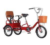 LSQXSS Triciclo para Adultos, Bicicleta Plegable de 3 Ruedas, Triciclo tándem con Asiento Trasero para Pasajero, triciclos de Pedales Rickshaw para Ancianos y Adultos, Ruedas neumáticas con radios