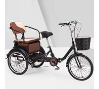 LSQXSS Triciclo para Personas Mayores con Cambio de 6 velocidades, Rickshaw Plegable,Crucero para Pasar el rato y Viajar, Bicicletas de 3 Ruedas con Asiento Trasero, velocidades Variables
